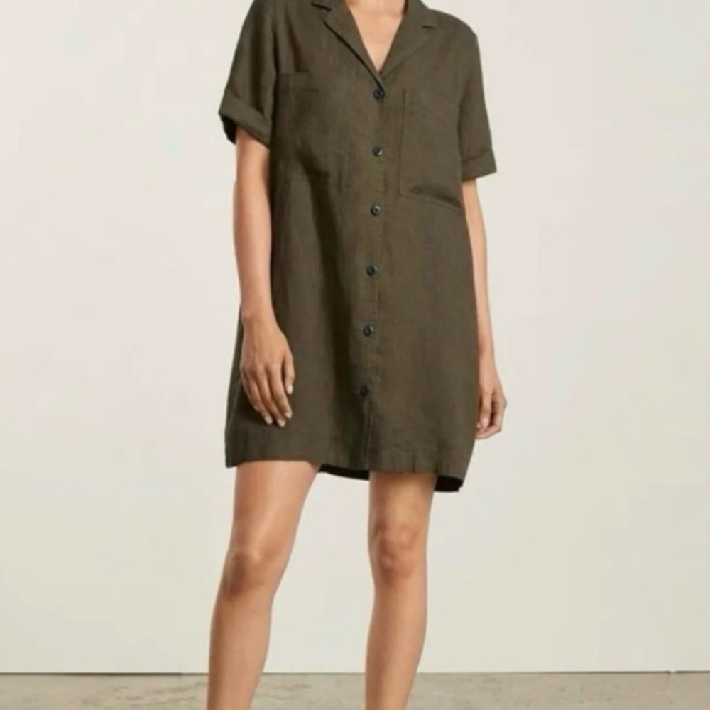 Everlane Casual Linen Shirtdress Olive Green Size XL